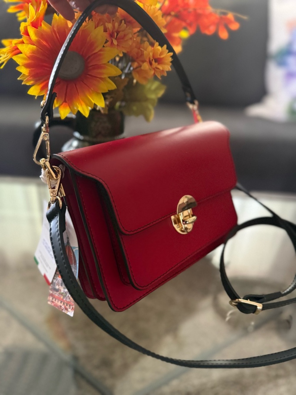Isadora Small Red Italian Leather Handbag